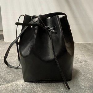 Mansur Gavriel Bucket Bag, black with blue interior